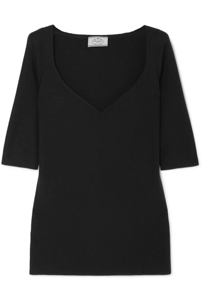 Shop Prada Cashmere And Silk-blend Sweater In Black