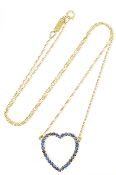Shop Jennifer Meyer Large Open Heart 18-karat Gold Sapphire Necklace