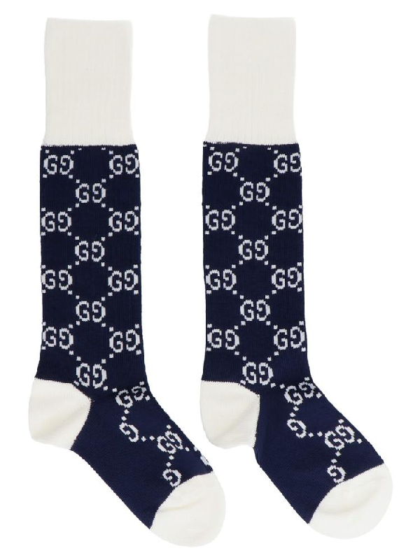 Gucci Blue Women's Gg Supreme Knit Socks In 4078 Blue | ModeSens