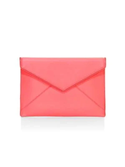 Shop Rebecca Minkoff Leo Neon Leather Envelope Clutch In Neon Pink