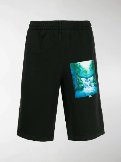 Shop Off-white Waterfall Print Track Shorts In Black