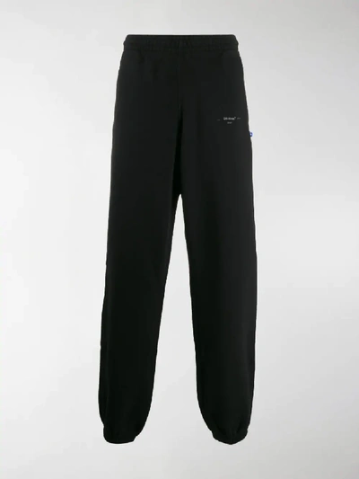 Shop Off-white Unfinished Track Pants In Black