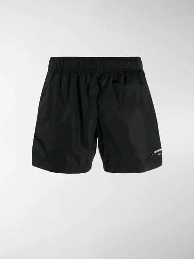 Shop Off-white Logo Print Running Shorts In Black