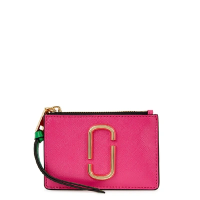 Shop Marc Jacobs Snapshot Colour-blocked Leather Wallet In Fuchsia