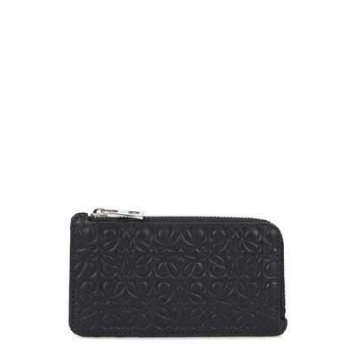 Shop Loewe Black Embossed Leather Coin Purse