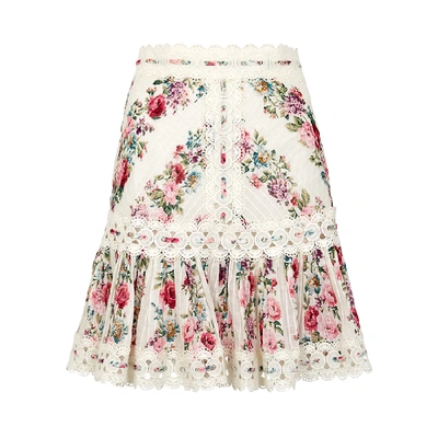 Shop Zimmermann Honour Floral-print Cotton Mini Skirt