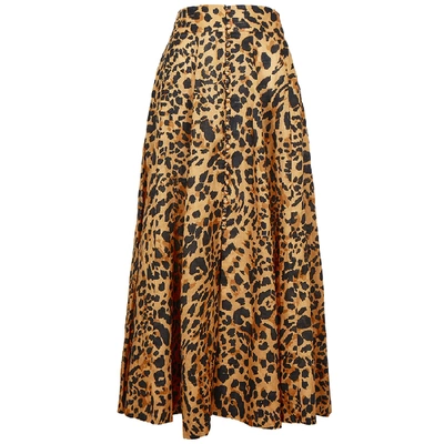 Shop Zimmermann Veneto Leopard-print Linen Midi Skirt