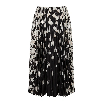 Shop Valentino Floral-print Pleated Silk Midi Skirt In Multicoloured