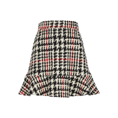 Shop Red Valentino Houndstooth Wool-blend Bouclé Skirt