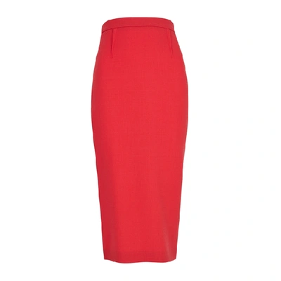 Shop Roland Mouret Arreton Red Wool Pencil Skirt