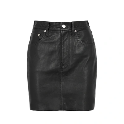 Shop Helmut Lang Black Leather Mini Skirt