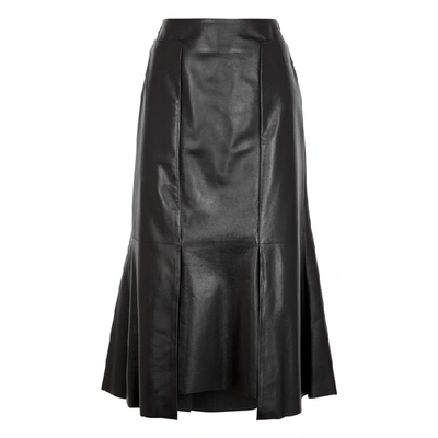 Shop Alexander Mcqueen Black Leather Midi Skirt