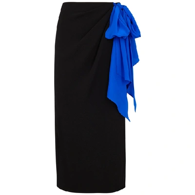 Shop Anna October Black Crepe De Chine Wrap Skirt