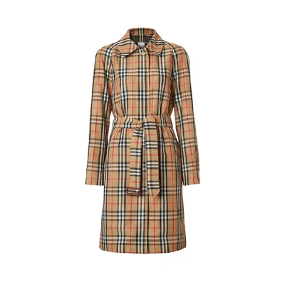 Shop Burberry Vintage Check Nylon Belted Car Coat In Archive Beige Ip Chk