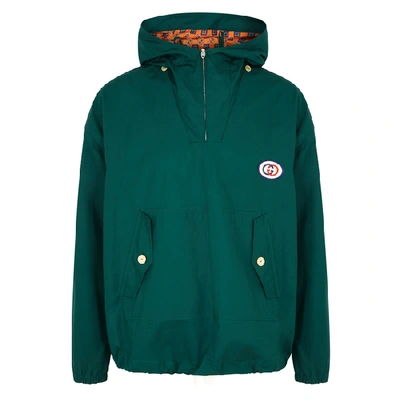 Shop Gucci Green Hooded Cotton Jacket