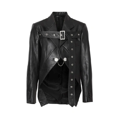 Shop Burberry Biker Belt Detail Leather Morning Jacket In Black