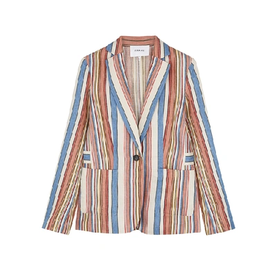 Shop Frame Striped Linen Blazer In Multicoloured