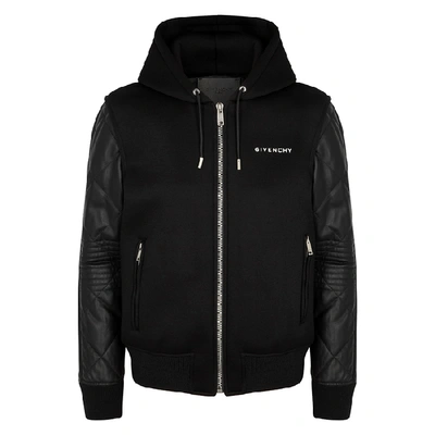 Shop Givenchy Black Neoprene And Leather Jacket