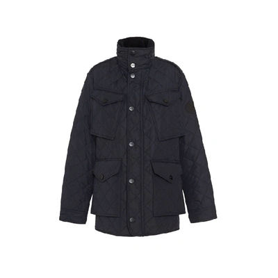 Shop Burberry Diamond Quilted Thermoregulated Field Jacket In Navy