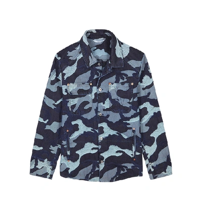 Shop Valentino Camouflage-print Denim Overshirt