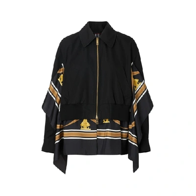 Shop Burberry Scarf Detail Cotton Gabardine Harrington Jacket In Black