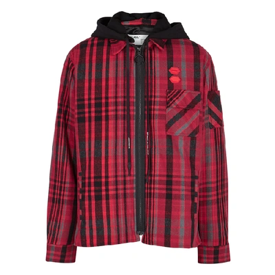 Shop Off-white Red Checked Brushed Flannel Jacket