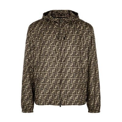 Shop Fendi Monogrammed Shell Jacket In Brown