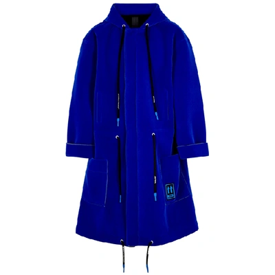 Shop Off-white Cobalt Neoprene-backed Velvet Parka