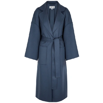 Shop Loewe Blue Wool And Cashmere-blend Coat