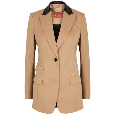 Shop Altuzarra Hirst Leather-timmed Wool Blazer