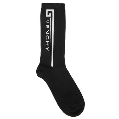 Shop Givenchy Black Logo Cotton-blend Socks