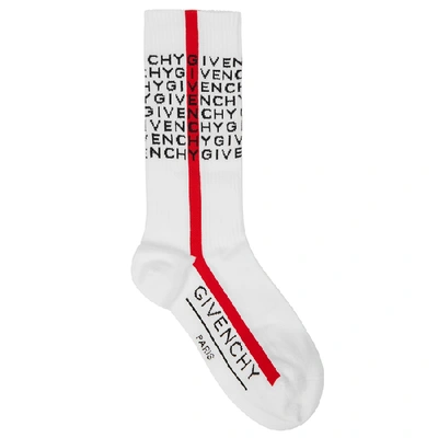 Shop Givenchy White Logo Cotton-blend Socks