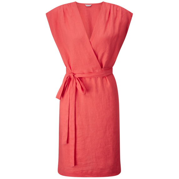 Jigsaw Wrap Linen Dress In Coral ModeSens