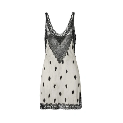 Shop Burberry Lace Panel Animal Print Slip Dress In Black White
