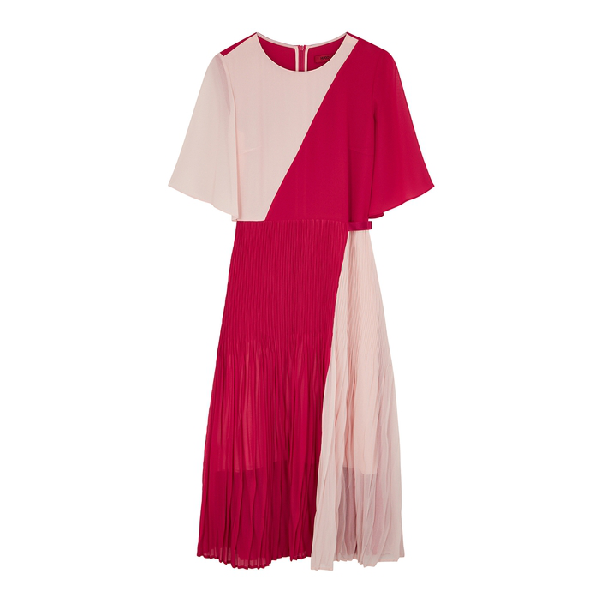 cerise pink chiffon dress