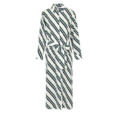 Shop Asceno Striped Silk Midi Shirt Dress