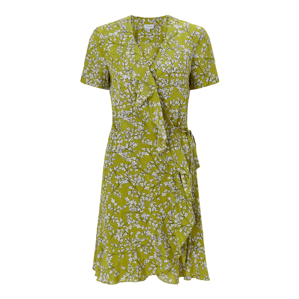 jigsaw lime leaf silk wrap dress