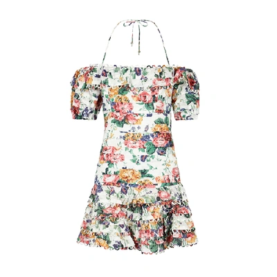 Shop Zimmermann Allia Floral-print Linen Mini Dress