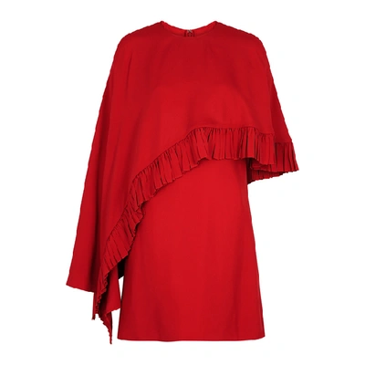 Shop Valentino Red Cape-effect Dress