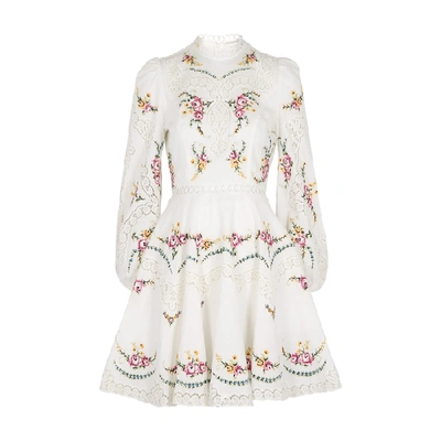 Shop Zimmermann Allia Linen And Cotton-blend Mini Dress