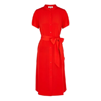 Shop Diane Von Furstenberg Addilyn Red Silk Shirt Dress