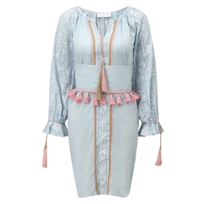 Shop Anya Maj Leti Dress In Blue White Pink