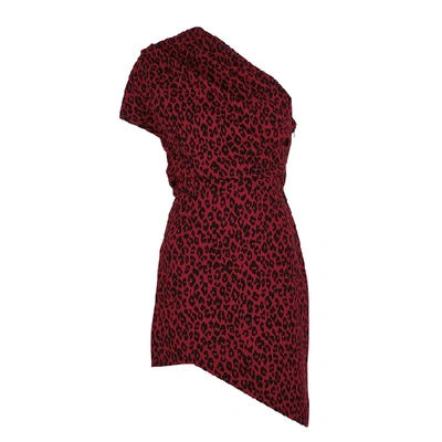 Shop Saint Laurent Leopard-print One-shoulder Dress
