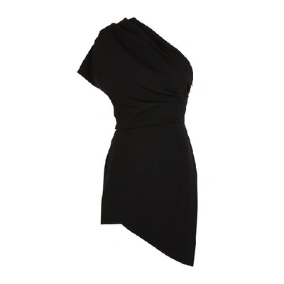 Shop Saint Laurent Black Asymmetric Mini Dress
