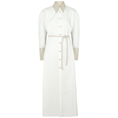 Shop Nanushka Yoon Off-white Cotton Shirt Dress