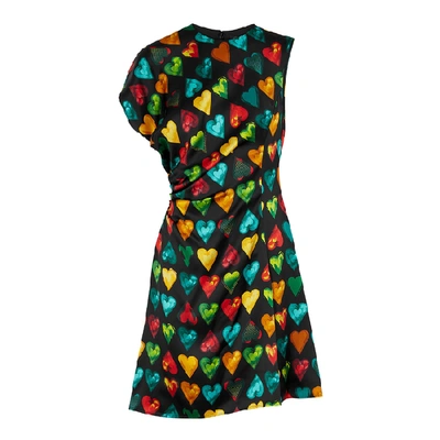 Shop Versace Heart-print Satin Mini Dress