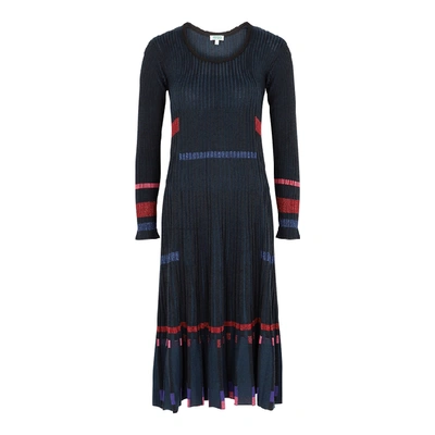 Shop Kenzo Panelled Pleated Ribbed Dress
