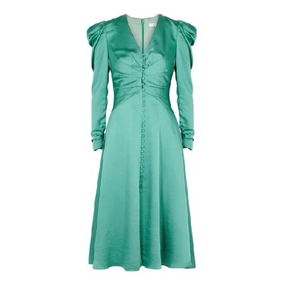 Shop Jonathan Simkhai Green Satin Midi Dress In Sage