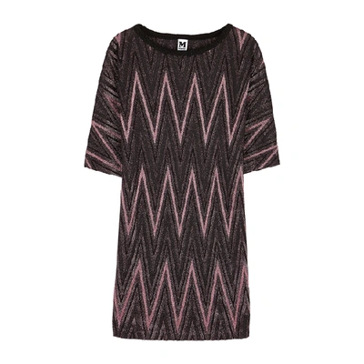Shop M Missoni Zigzag Metallic-knit Mini Dress