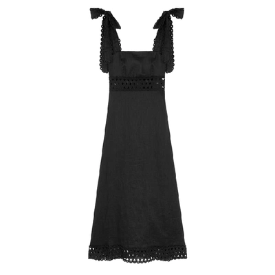 Shop Zimmermann Verity Black Linen Dress